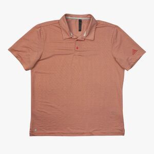 Adidas Polo Shirt Mens Large Orange White Ottoman Striped Performance Golf